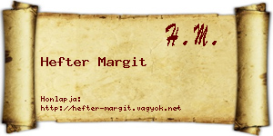 Hefter Margit névjegykártya